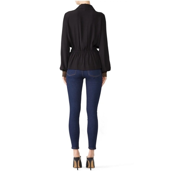 JUST FEMALE • Black Lauren Blouse Gold Accents Top - Picture 5 of 12